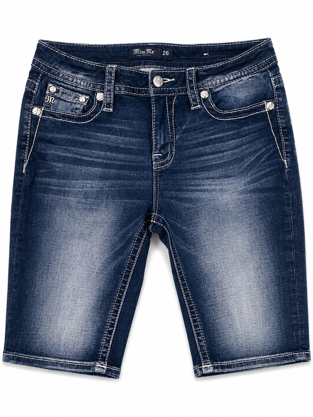 Miss Me Dark Blue Denim Bermuda Shorts size 26.